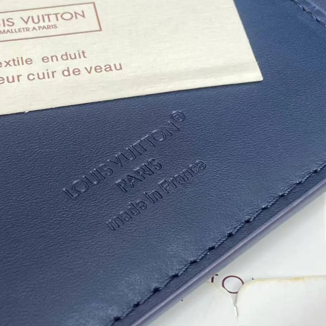 M29137 Multiple Wallet Navy Blue Monogram Shadow Calfskin Leather