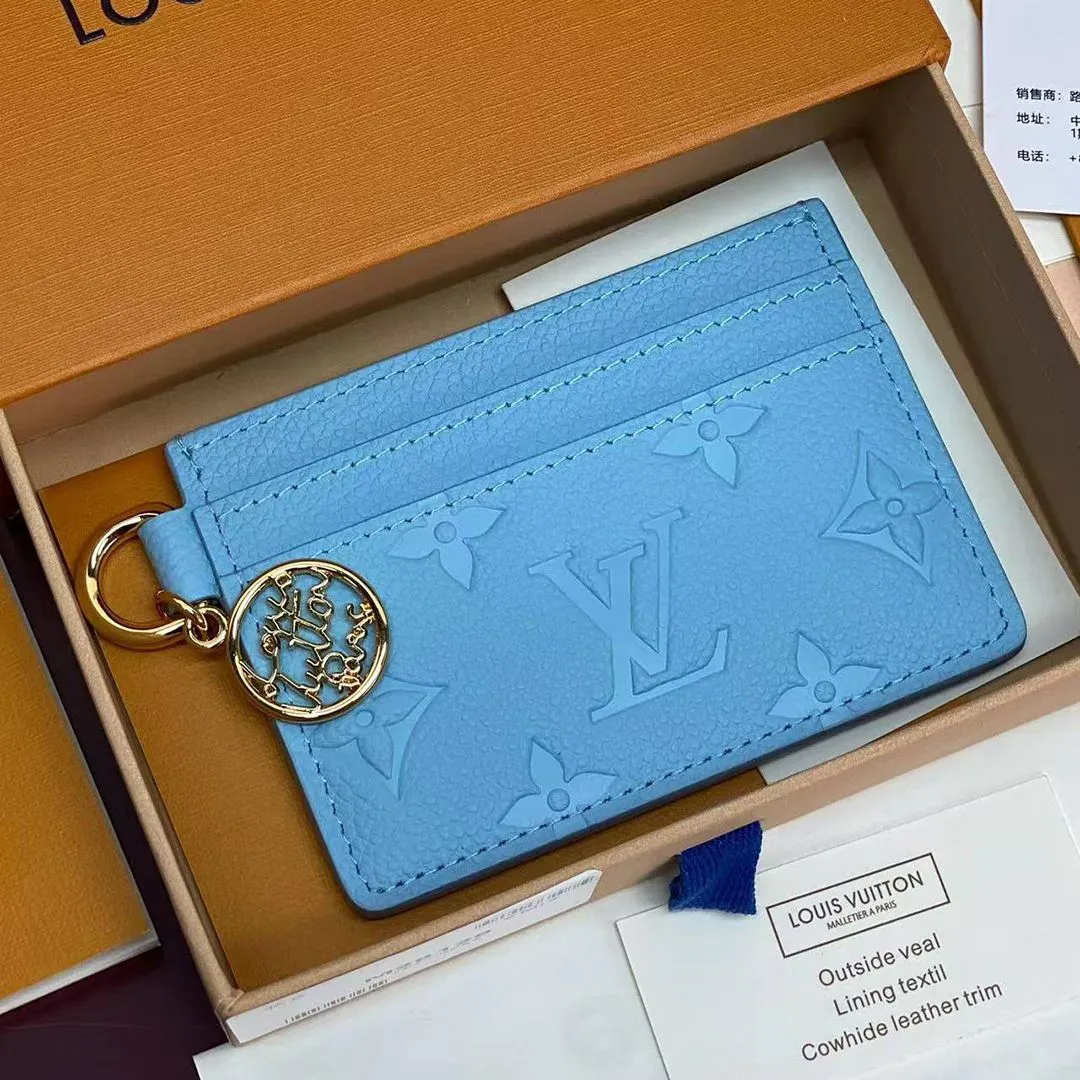 M27485 L.V Charms Card Holder Grape Blue Monogram Empreinte Leather