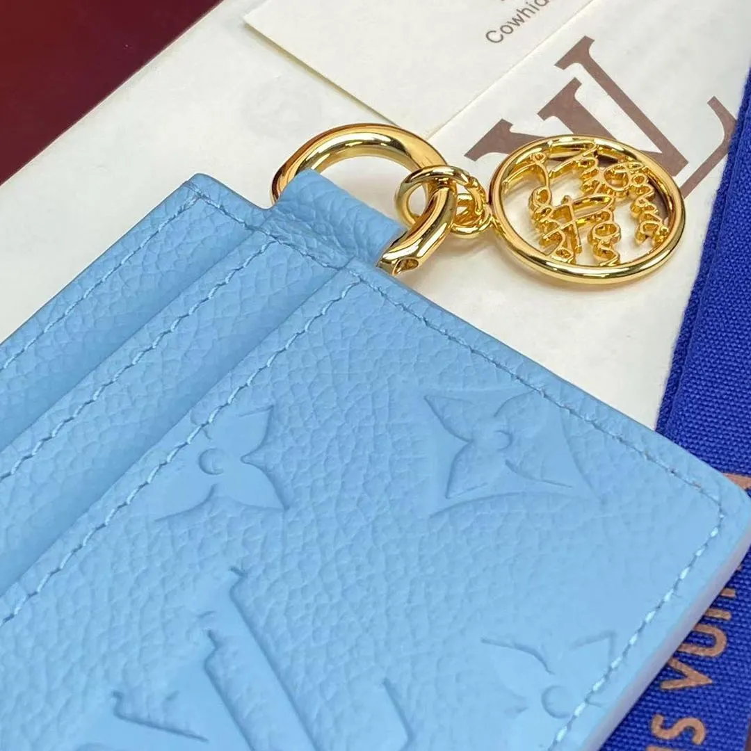 M27485 L.V Charms Card Holder Grape Blue Monogram Empreinte Leather