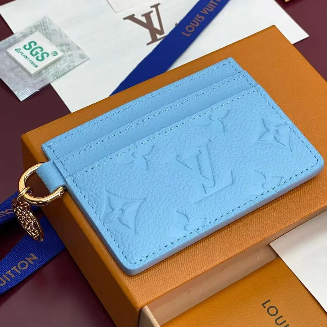M27485 L.V Charms Card Holder Grape Blue Monogram Empreinte Leather