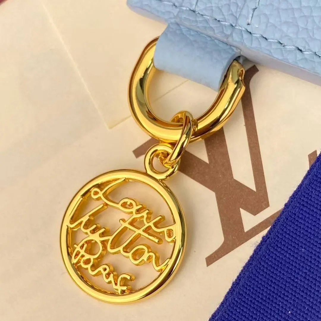 M27485 L.V Charms Card Holder Grape Blue Monogram Empreinte Leather
