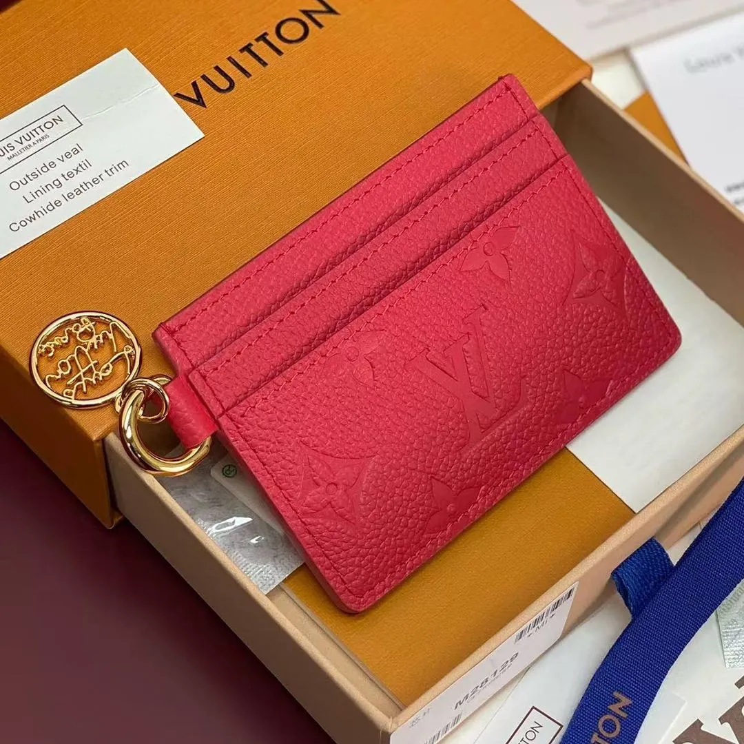 M28129 L.V Charms Card Holder Strawberry Pink Monogram Empreinte Leather