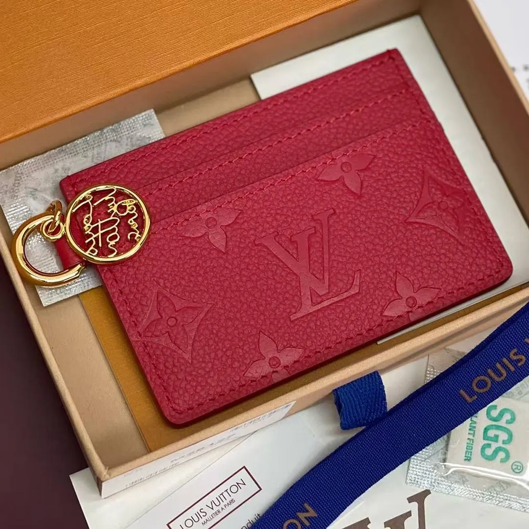 M28129 L.V Charms Card Holder Strawberry Pink Monogram Empreinte Leather