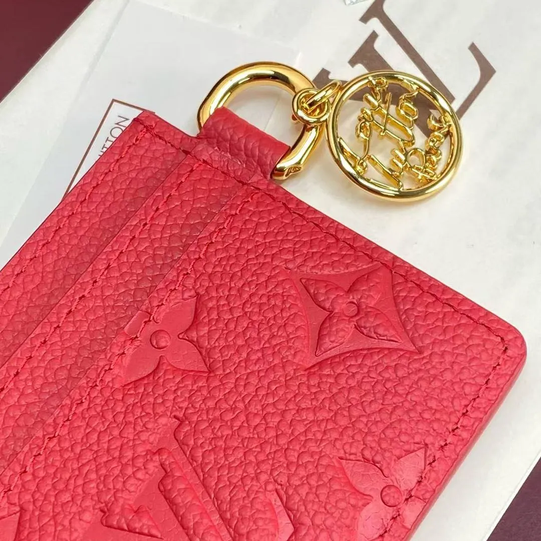 M28129 L.V Charms Card Holder Strawberry Pink Monogram Empreinte Leather
