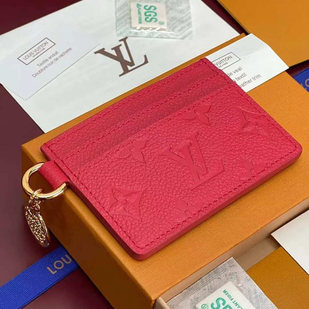 M28129 L.V Charms Card Holder Strawberry Pink Monogram Empreinte Leather