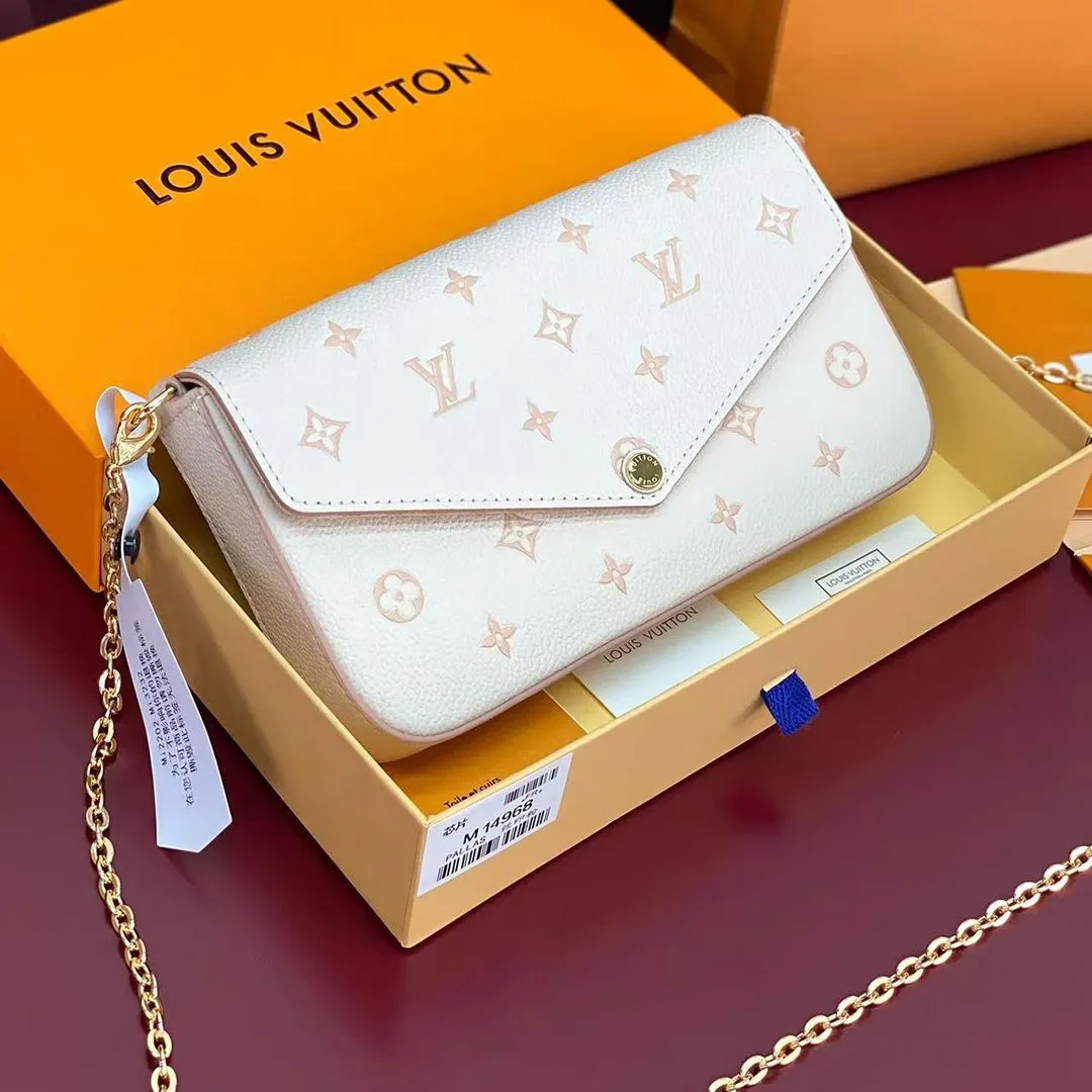 M14968 Pochette Félicie Bicolor Eden Monogram Embossed Grained Cowhide Leather