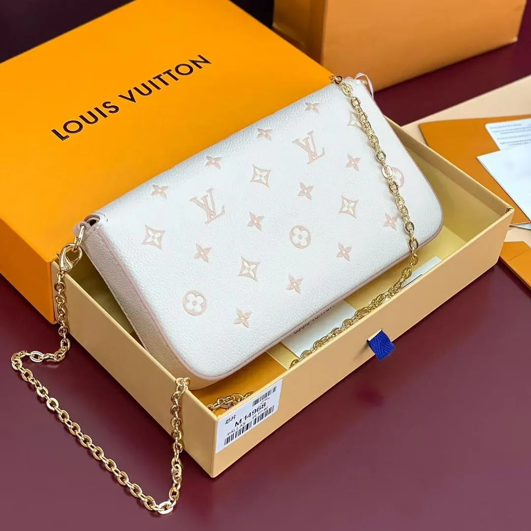 M14968 Pochette Félicie Bicolor Eden Monogram Embossed Grained Cowhide Leather