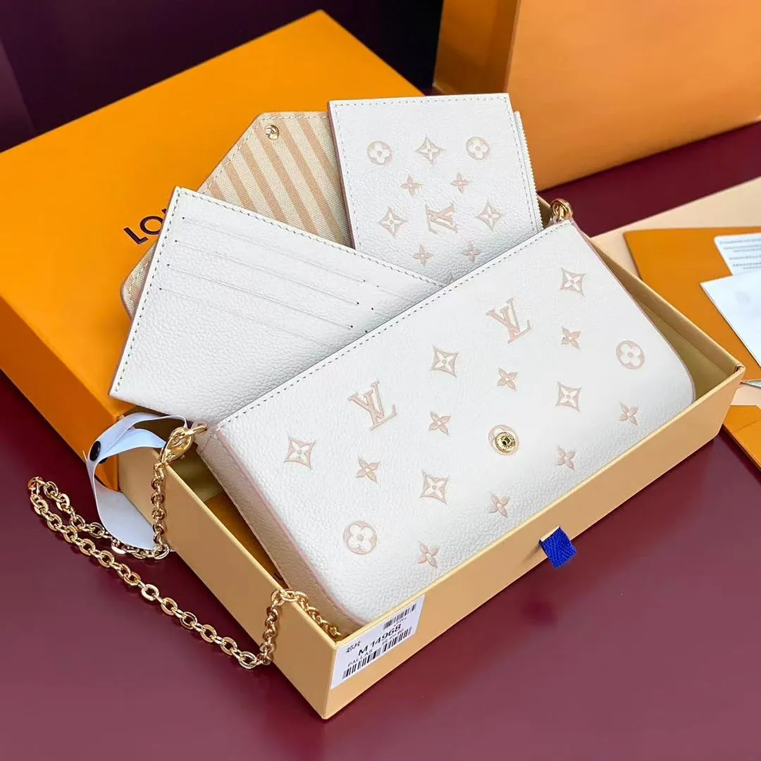 M14968 Pochette Félicie Bicolor Eden Monogram Embossed Grained Cowhide Leather