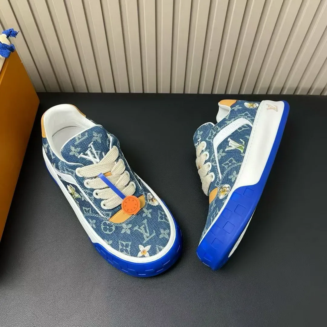 1AJS35 L.V Tilted Sneaker Blue Monogram Denim