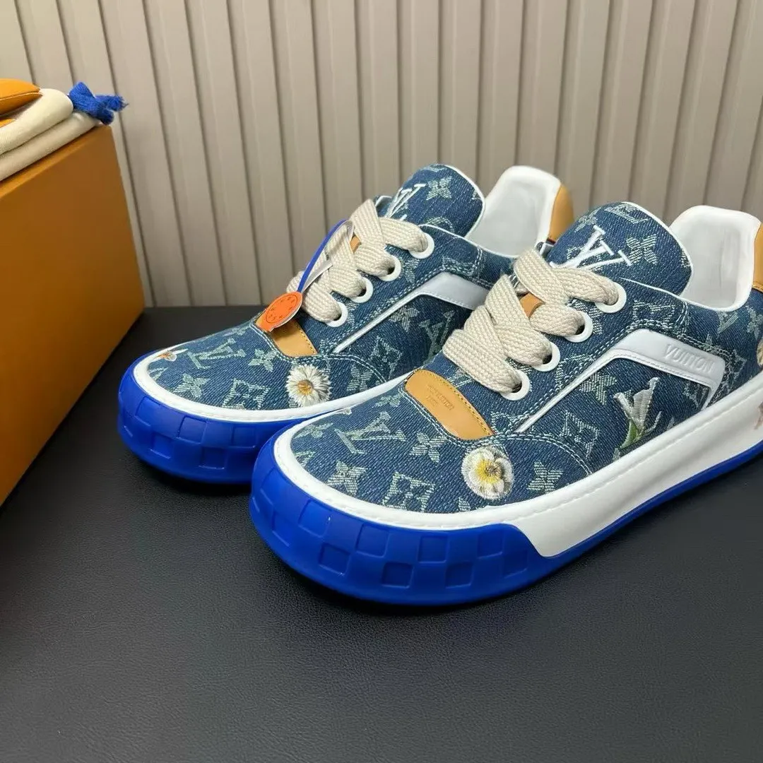 1AJS35 L.V Tilted Sneaker Blue Monogram Denim
