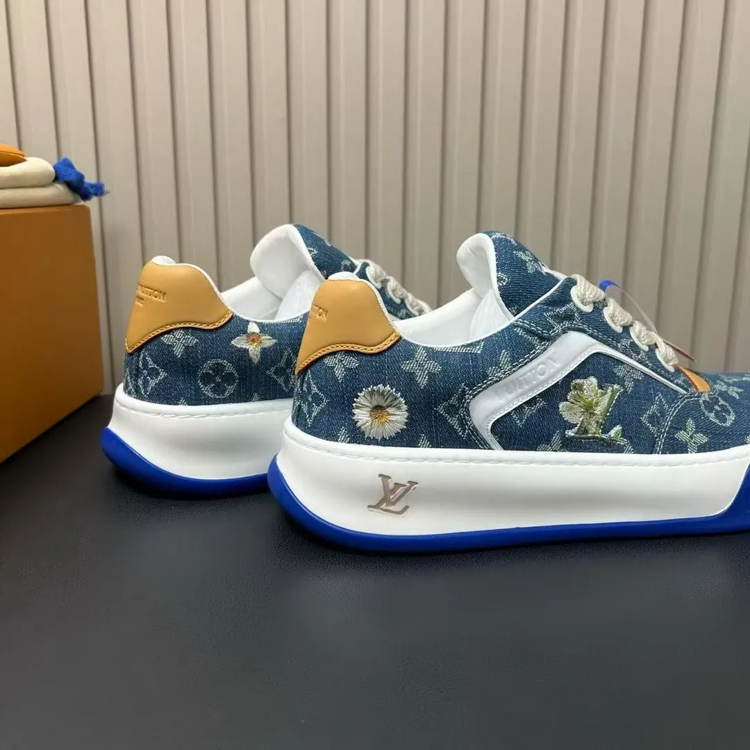 1AJS35 L.V Tilted Sneaker Blue Monogram Denim