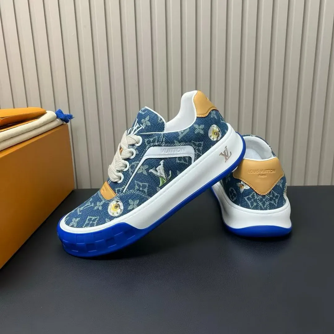 1AJS35 L.V Tilted Sneaker Blue Monogram Denim