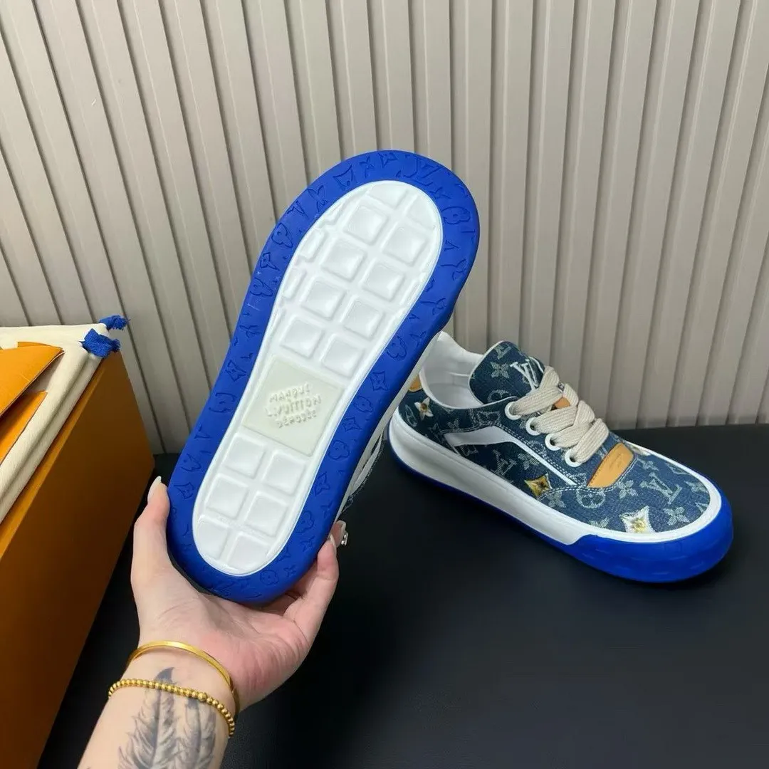 1AJS35 L.V Tilted Sneaker Blue Monogram Denim