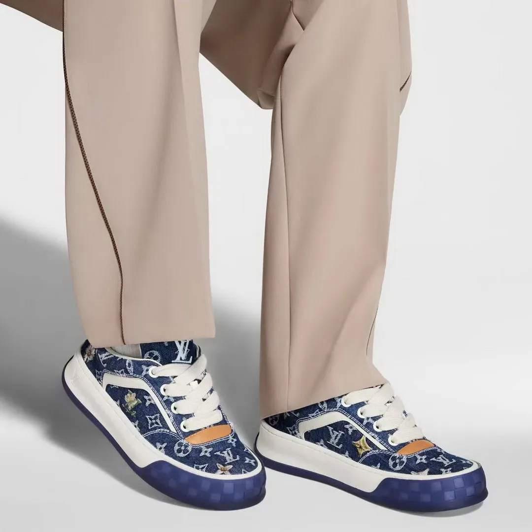 1AJS35 L.V Tilted Sneaker Blue Monogram Denim