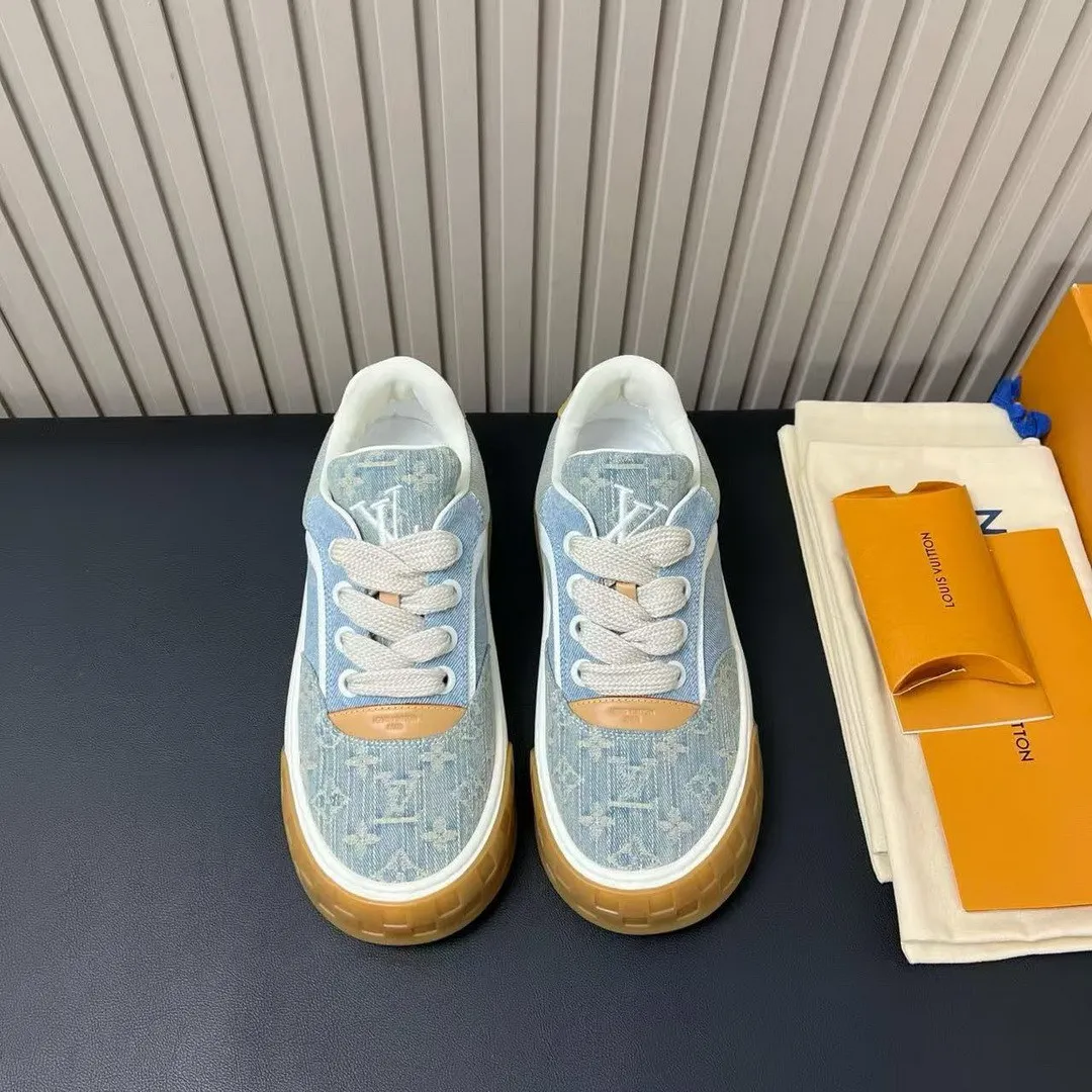1AK89V L.V Tilted Sneaker Blue Monogram Denim