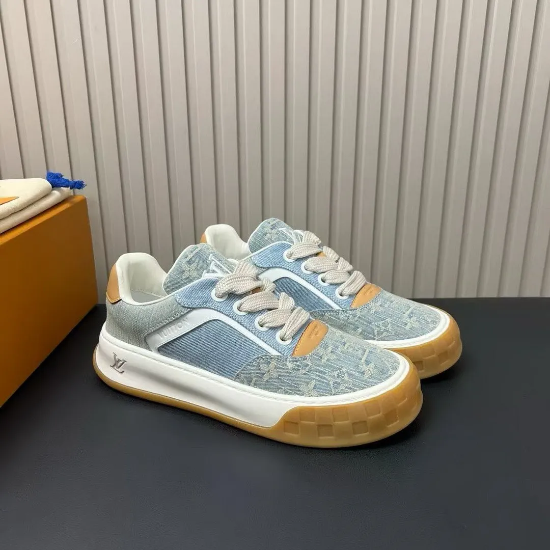 1AK89V L.V Tilted Sneaker Blue Monogram Denim