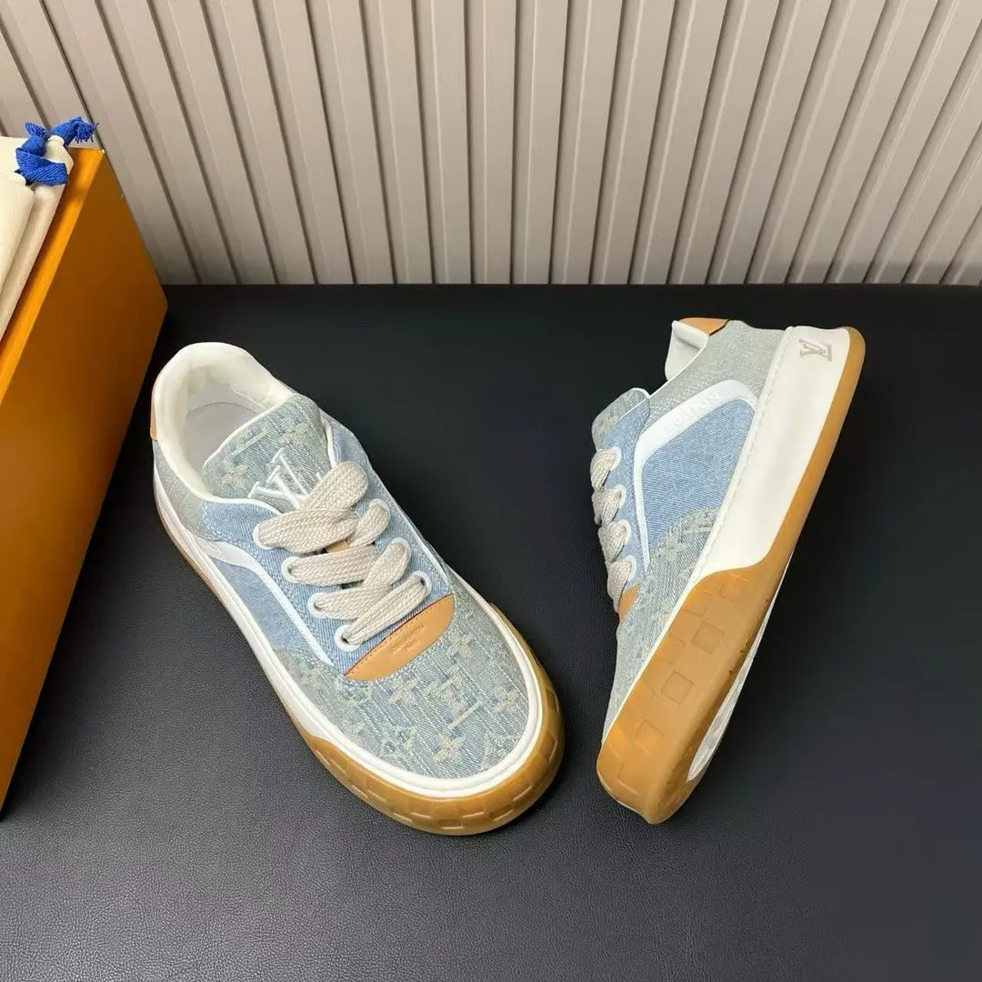 1AK89V L.V Tilted Sneaker Blue Monogram Denim