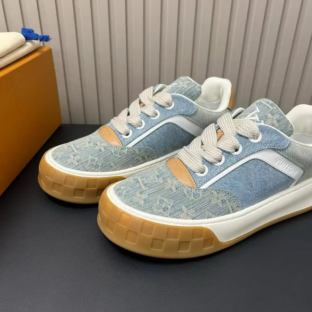 1AK89V L.V Tilted Sneaker Blue Monogram Denim