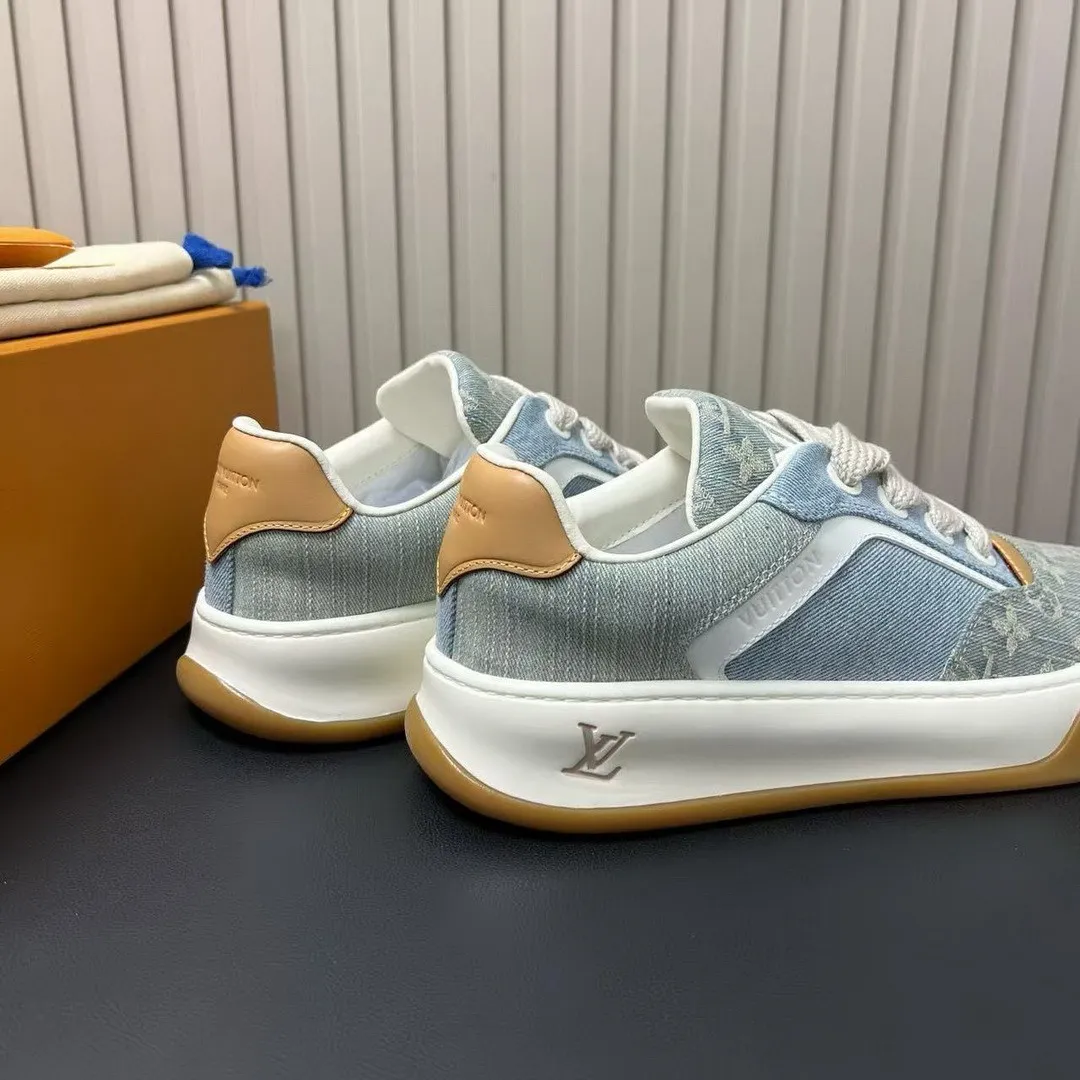 1AK89V L.V Tilted Sneaker Blue Monogram Denim