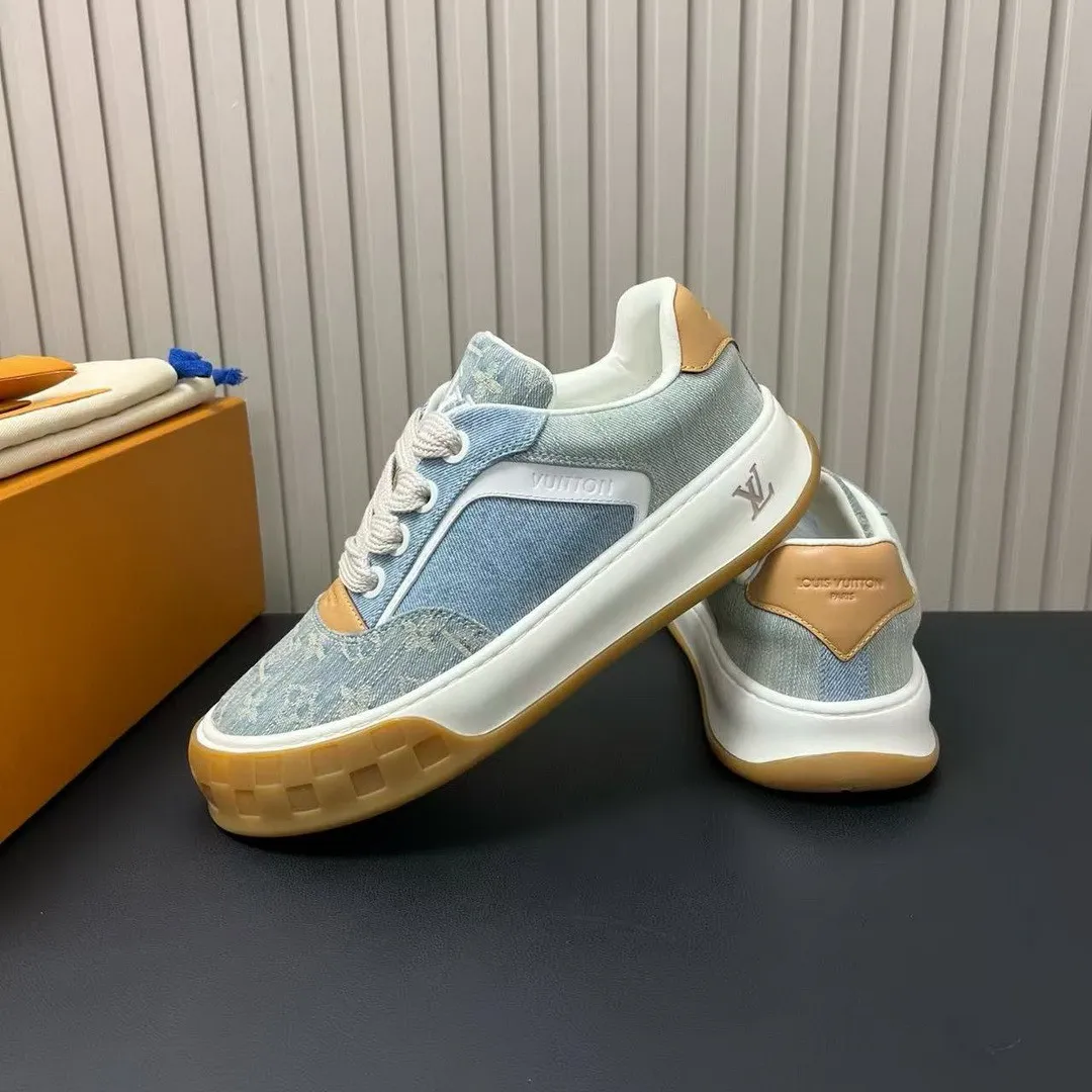 1AK89V L.V Tilted Sneaker Blue Monogram Denim