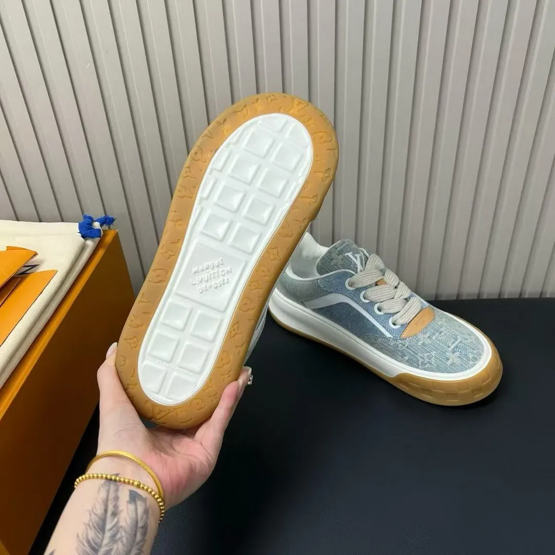 1AK89V L.V Tilted Sneaker Blue Monogram Denim