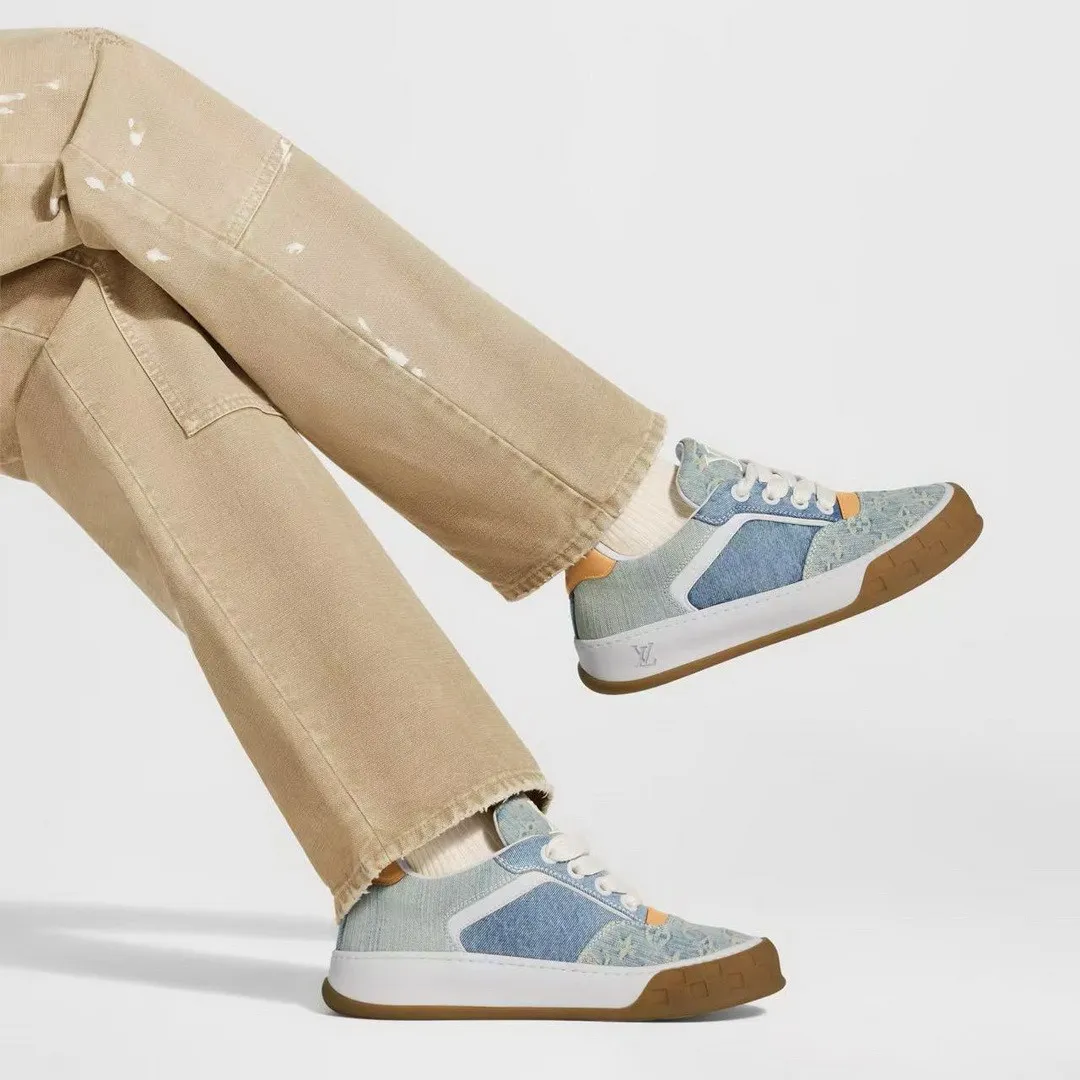 1AK89V L.V Tilted Sneaker Blue Monogram Denim