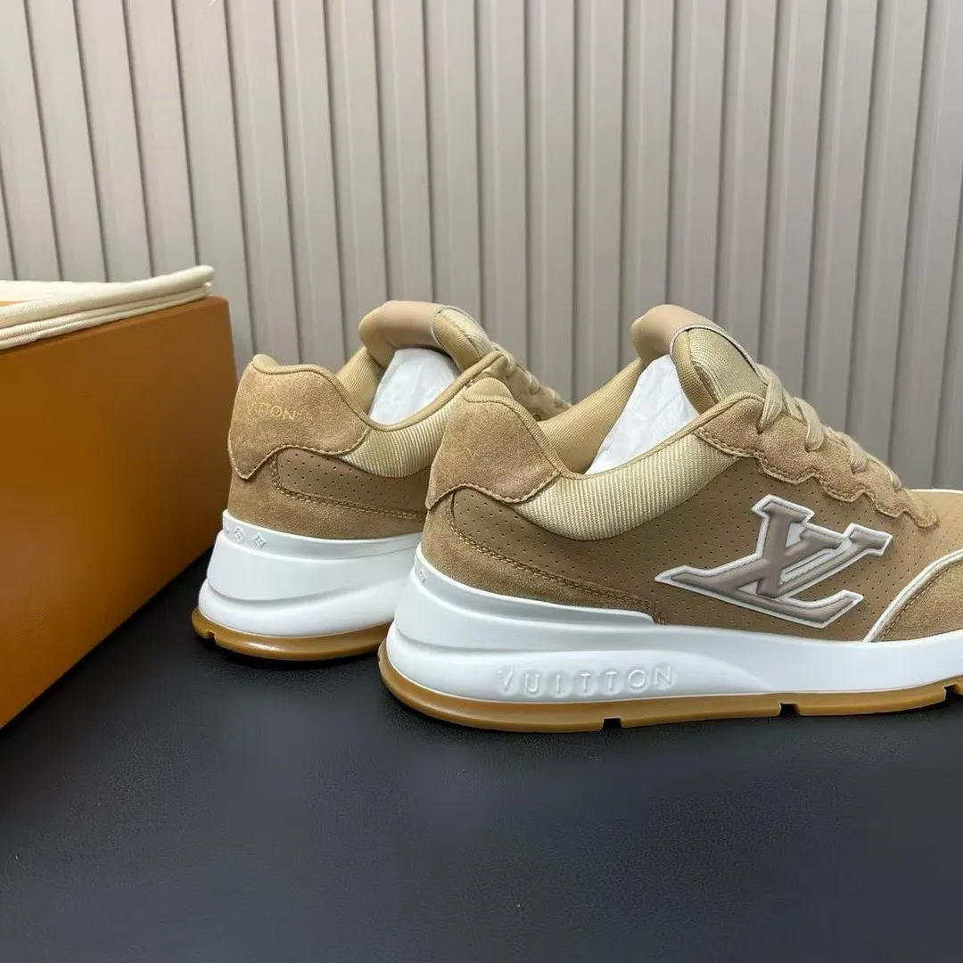 1A002A L.V Classic Sneaker Beige Perforated Nubuck Leather Suede Calf Leather