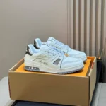 1AKCPE L.V Trainer Sneaker Gray Monogram-debossed Calf Leather - 1AJKAF 1 1AKCPE L.V Trainer Sneaker Gray Monogram-debossed Calf Leather