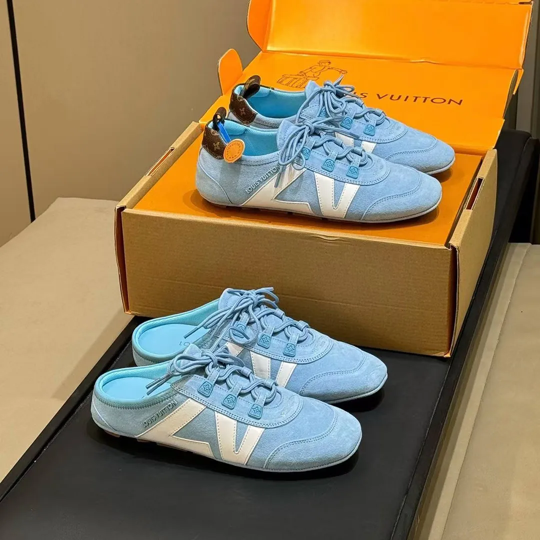 1AK5IG L.V Sneakerina Sky Blue Suede Calf Leather