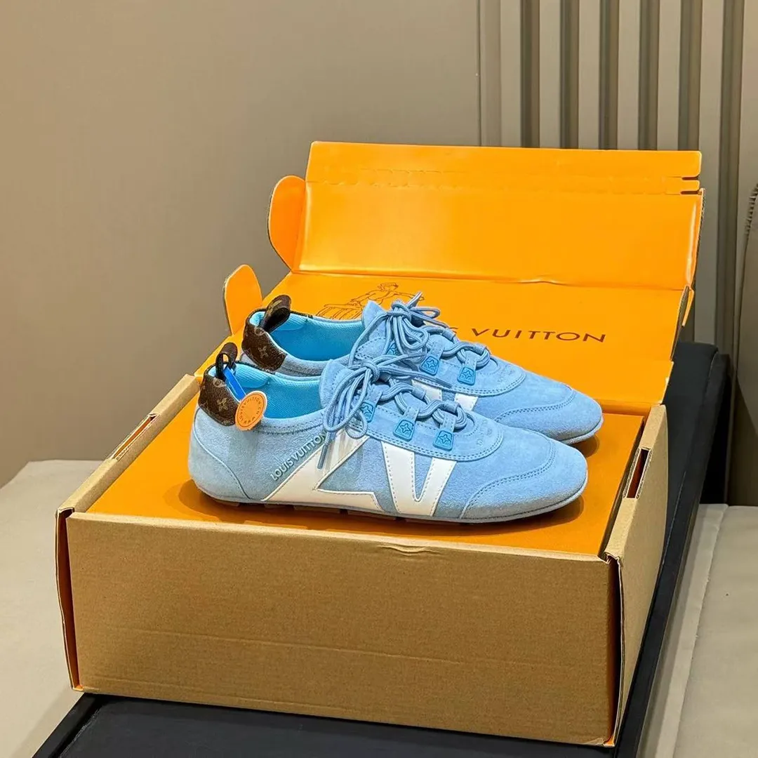 1AK5IG L.V Sneakerina Sky Blue Suede Calf Leather