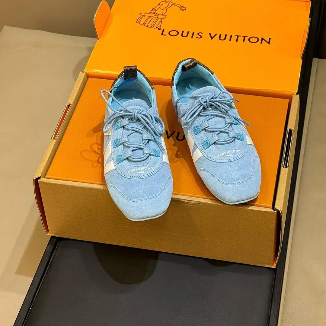 1AK5IG L.V Sneakerina Sky Blue Suede Calf Leather