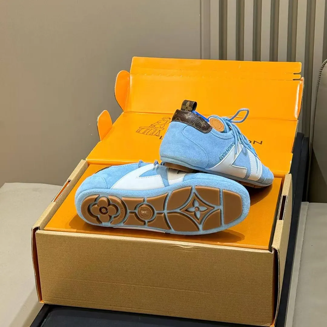 1AK5IG L.V Sneakerina Sky Blue Suede Calf Leather