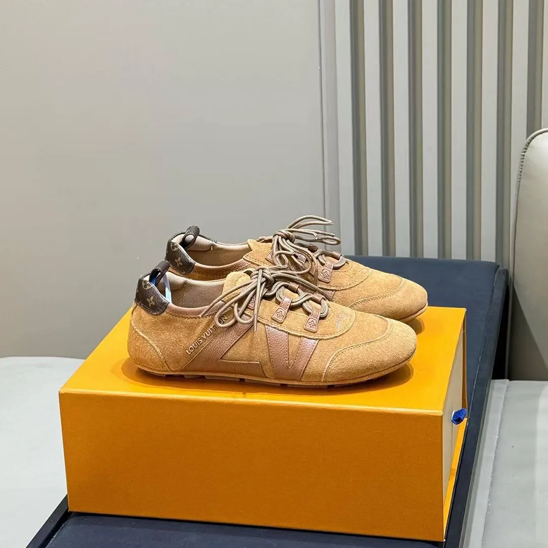 1AK1OL L.V Sneakerina Cognac Brown Suede Calf Leather
