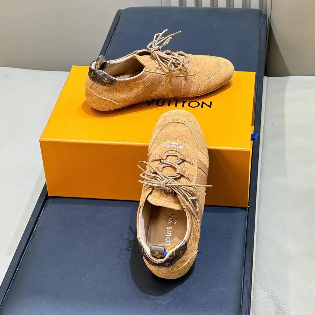 1AK1OL L.V Sneakerina Cognac Brown Suede Calf Leather