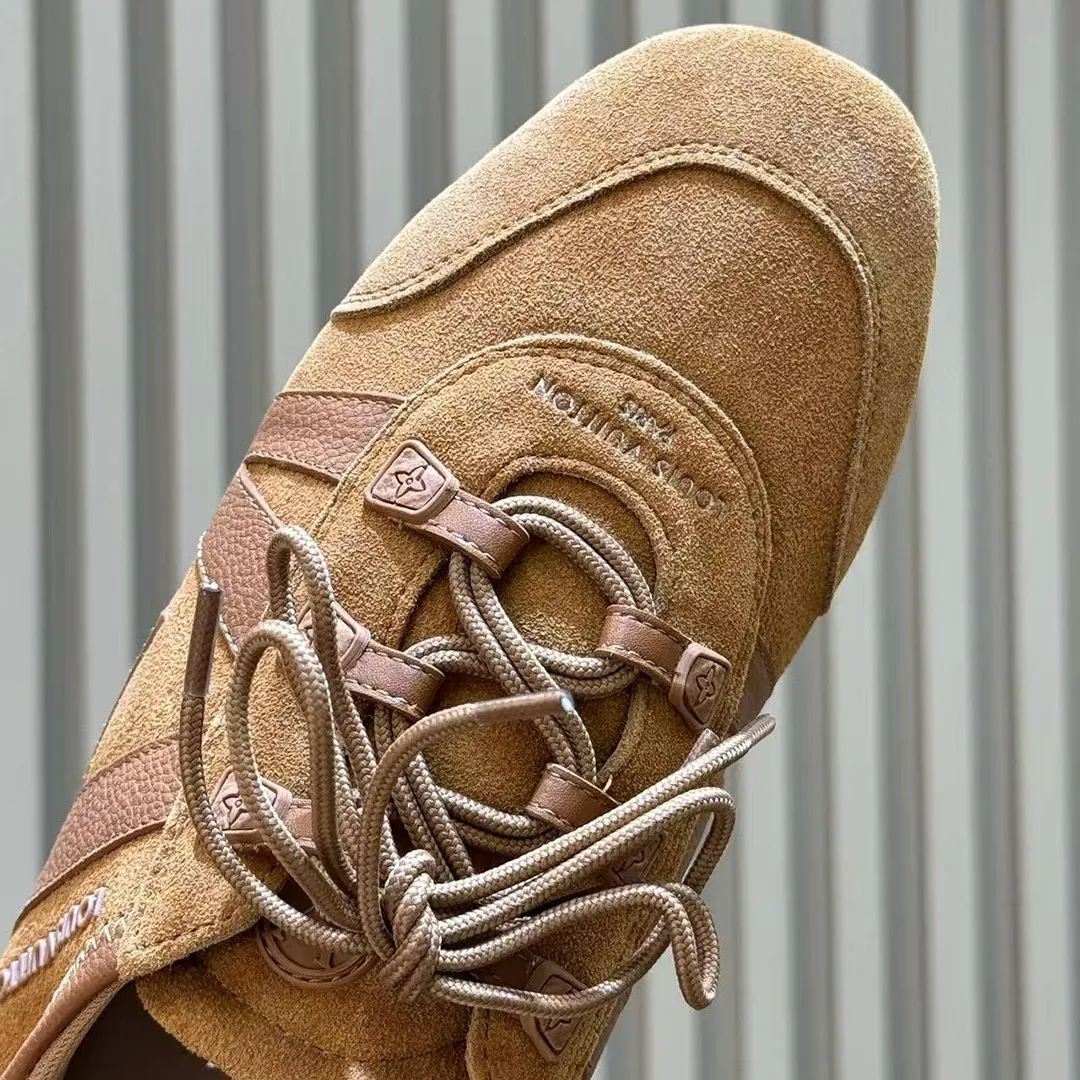 1AK1OL L.V Sneakerina Cognac Brown Suede Calf Leather