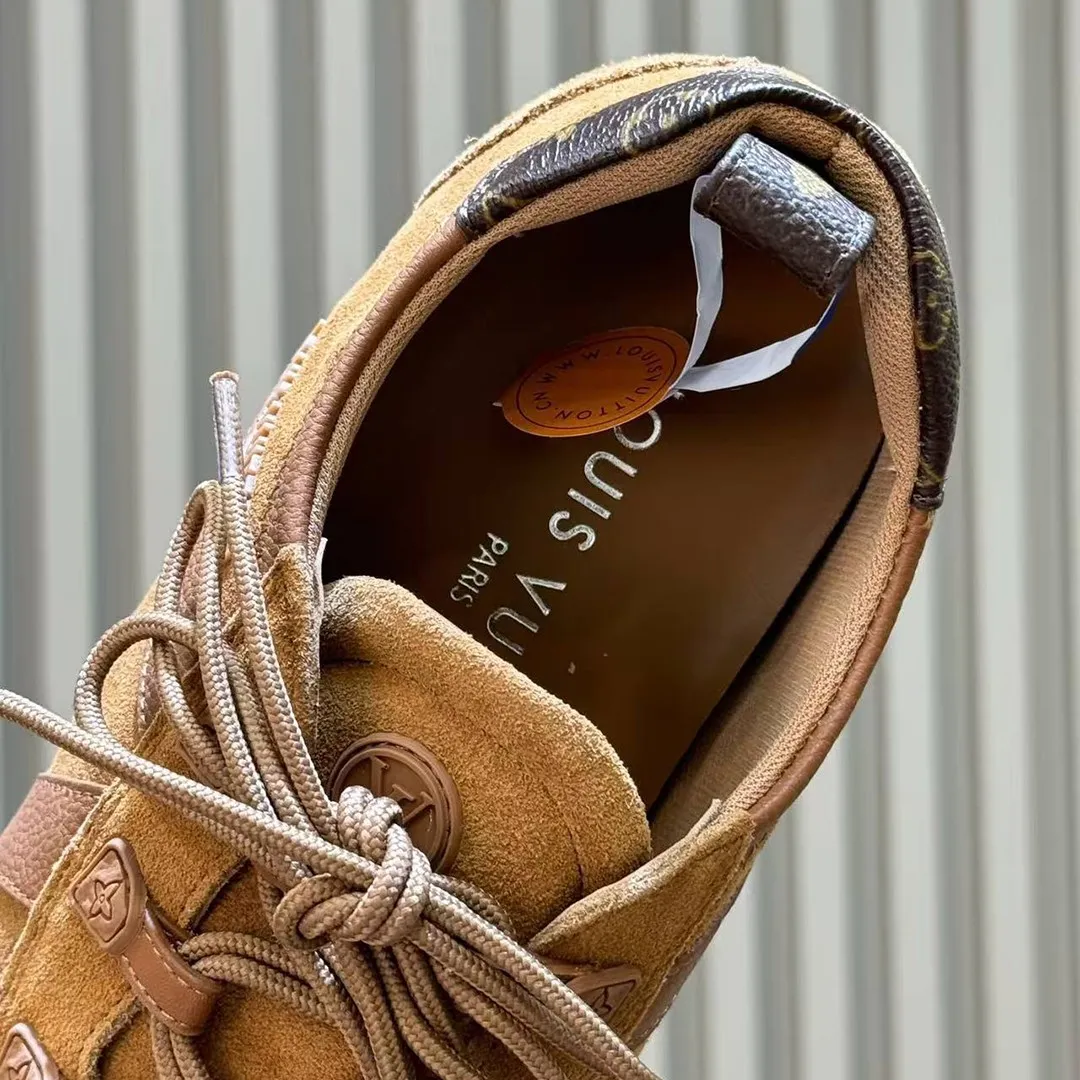 1AK1OL L.V Sneakerina Cognac Brown Suede Calf Leather