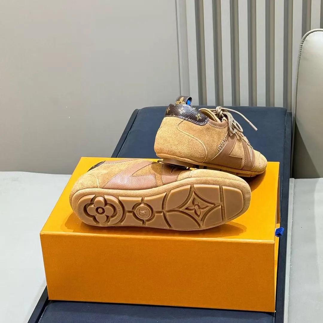 1AK1OL L.V Sneakerina Cognac Brown Suede Calf Leather