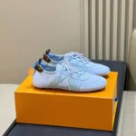 1AK1P1 L.V Sneakerina Lavande Blue Suede Calf Leather - 1AK5DM 1 1AK1P1 L.V Sneakerina Lavande Blue Suede Calf Leather