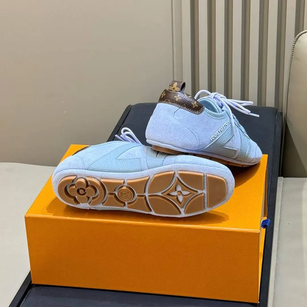 1AK1P1 L.V Sneakerina Lavande Blue Suede Calf Leather