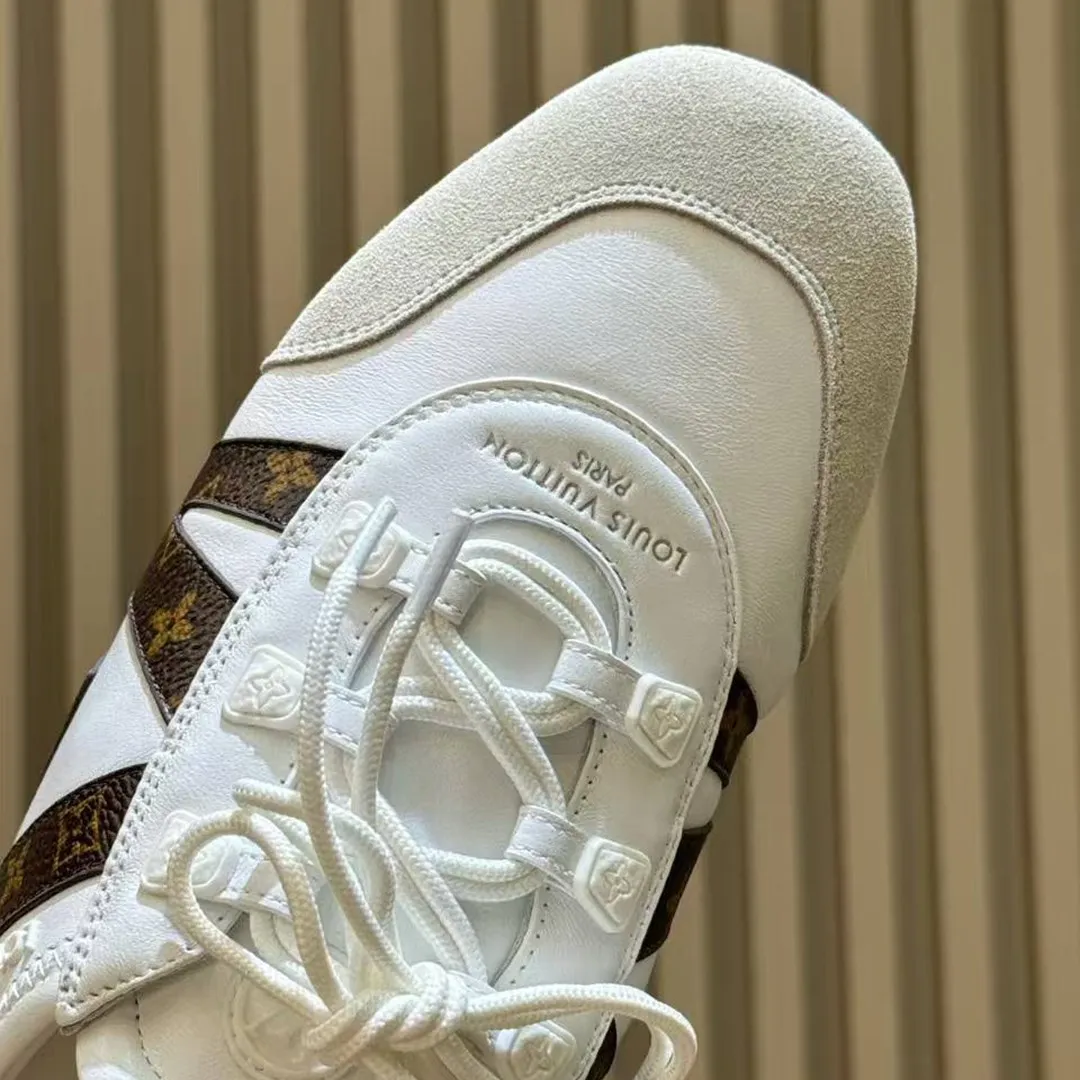 1AK5DM L.V Sneakerina Open Back White Monogram Canvas Mix of Materials