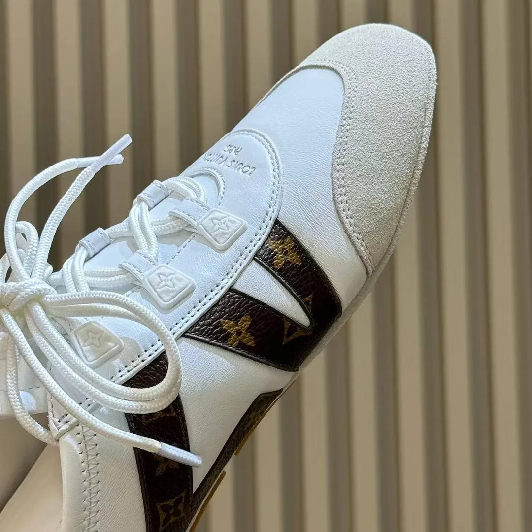 1AK5DM L.V Sneakerina Open Back White Monogram Canvas Mix of Materials