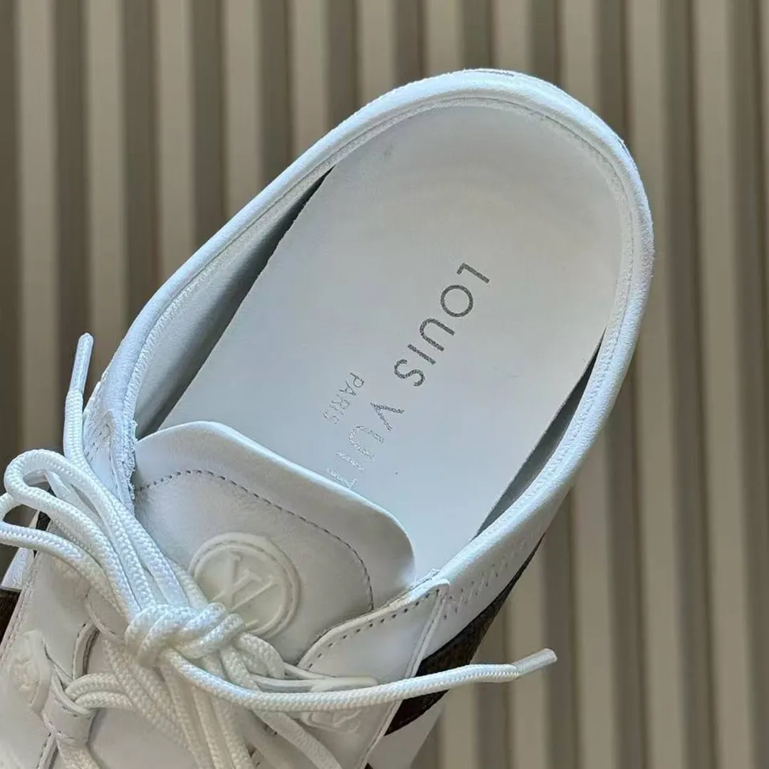1AK5DM L.V Sneakerina Open Back White Monogram Canvas Mix of Materials