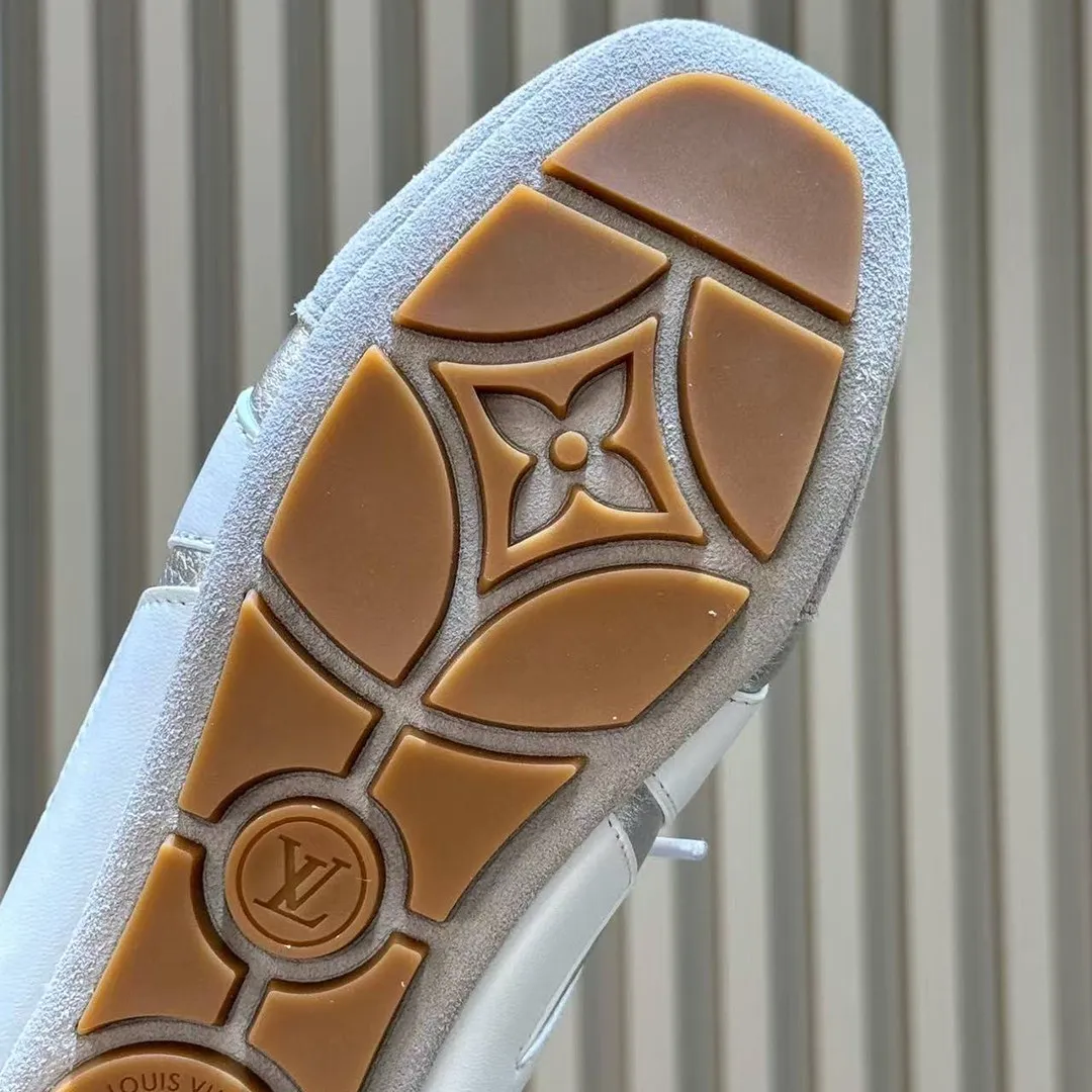 1AK5BB L.V Sneakerina Open Back Silver Metallic Grained Calf Leather