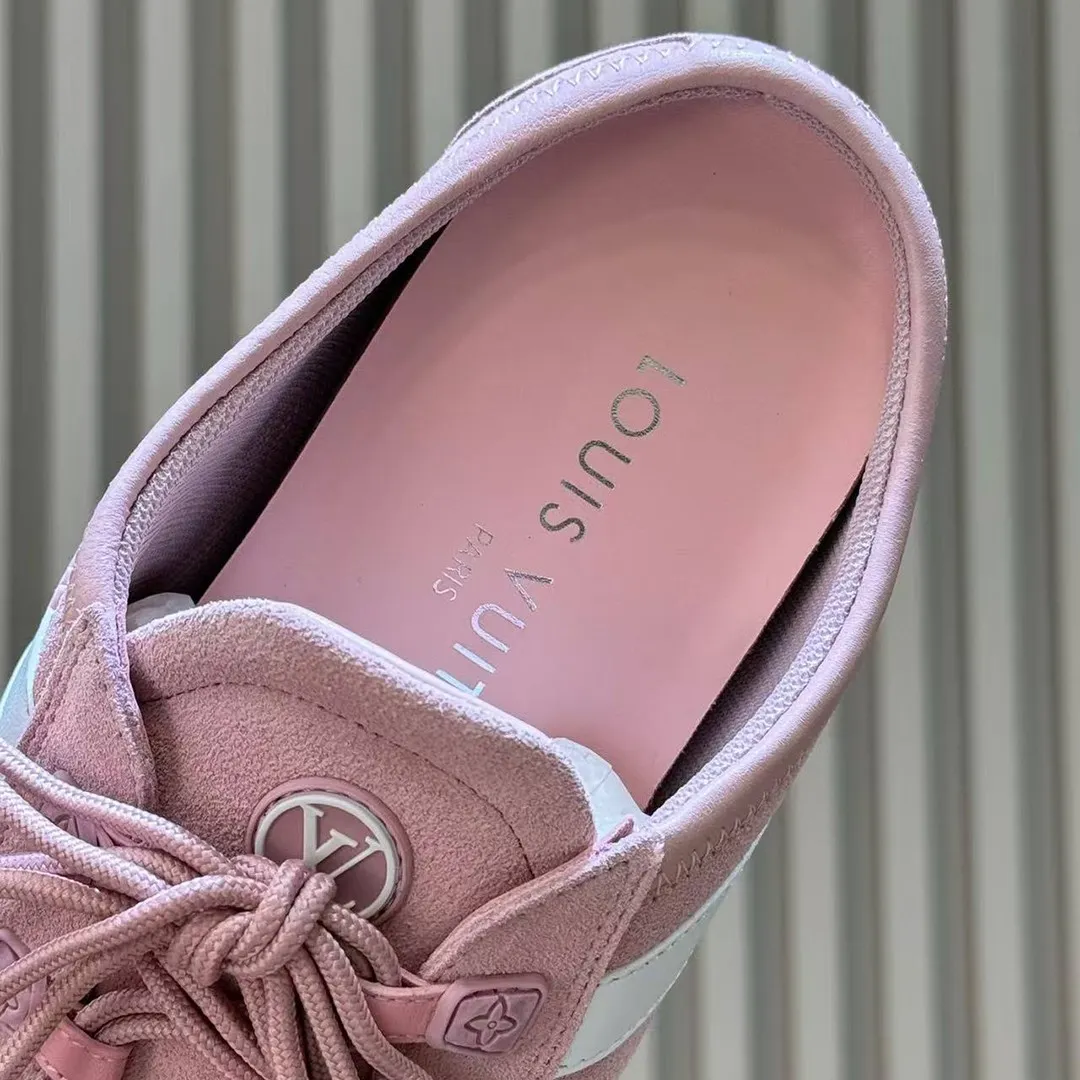1AK5AV L.V Sneakerina Open Back Rose Clair Pink Suede Calf Leather