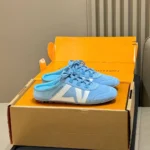 1AK5AF L.V Sneakerina Open Back Sky Blue Suede Calf Leather - 1AK5AV 1 1AK5AF L.V Sneakerina Open Back Sky Blue Suede Calf Leather