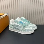 1AK7OH L.V Trainer Sneaker Green Monogram-pattern Canvas - 1AKBCC 1 1AK7OH L.V Trainer Sneaker Green Monogram-pattern Canvas