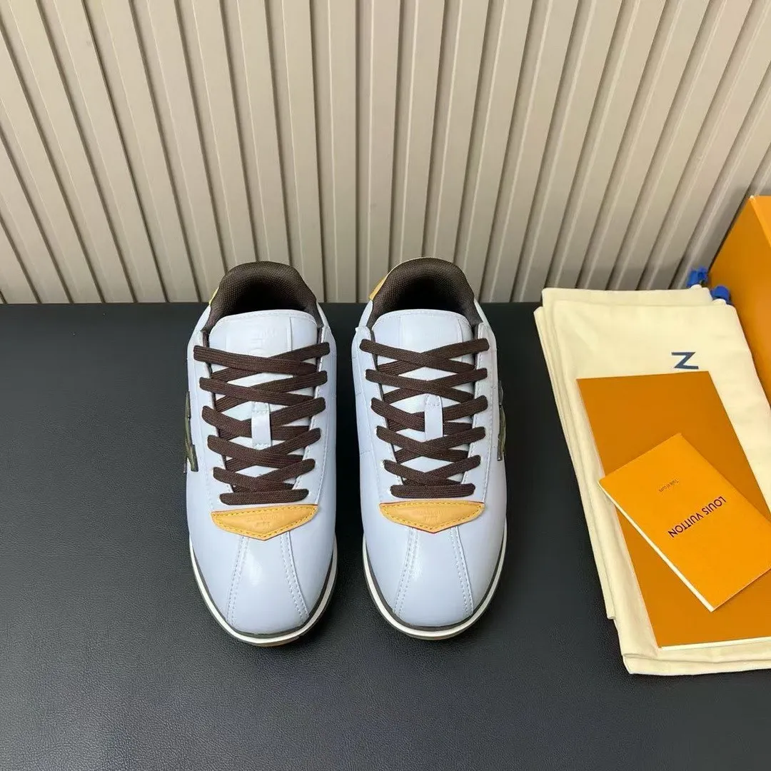 1AIWXK BUTTERSOFT Sneaker Blue Brown Lambskin Plain Calf Leather