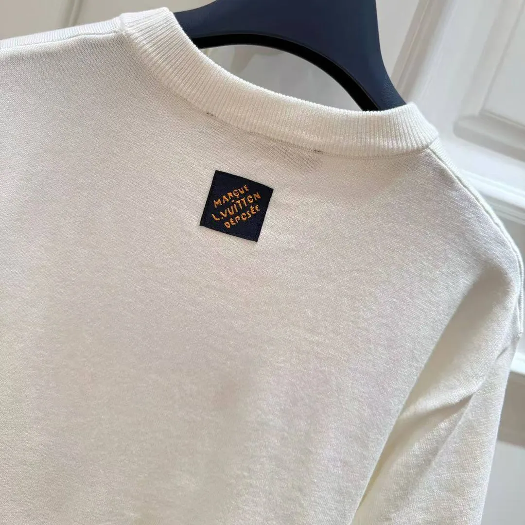 1AK6ZE Short-Sleeved Signature Patch Crewneck White 100% Cotton