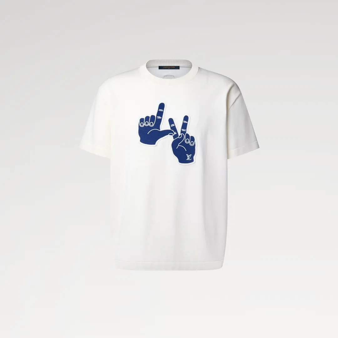 1AK6ZE Short-Sleeved Signature Patch Crewneck White 100% Cotton