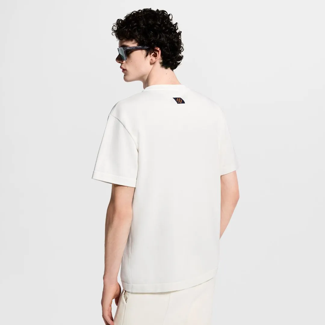 1AK6ZE Short-Sleeved Signature Patch Crewneck White 100% Cotton